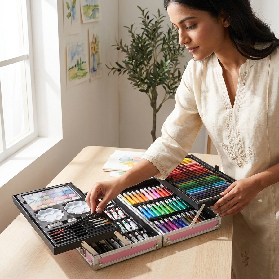 Art Set in Aluminium Carry Case | Complete Art & Drawing Kit