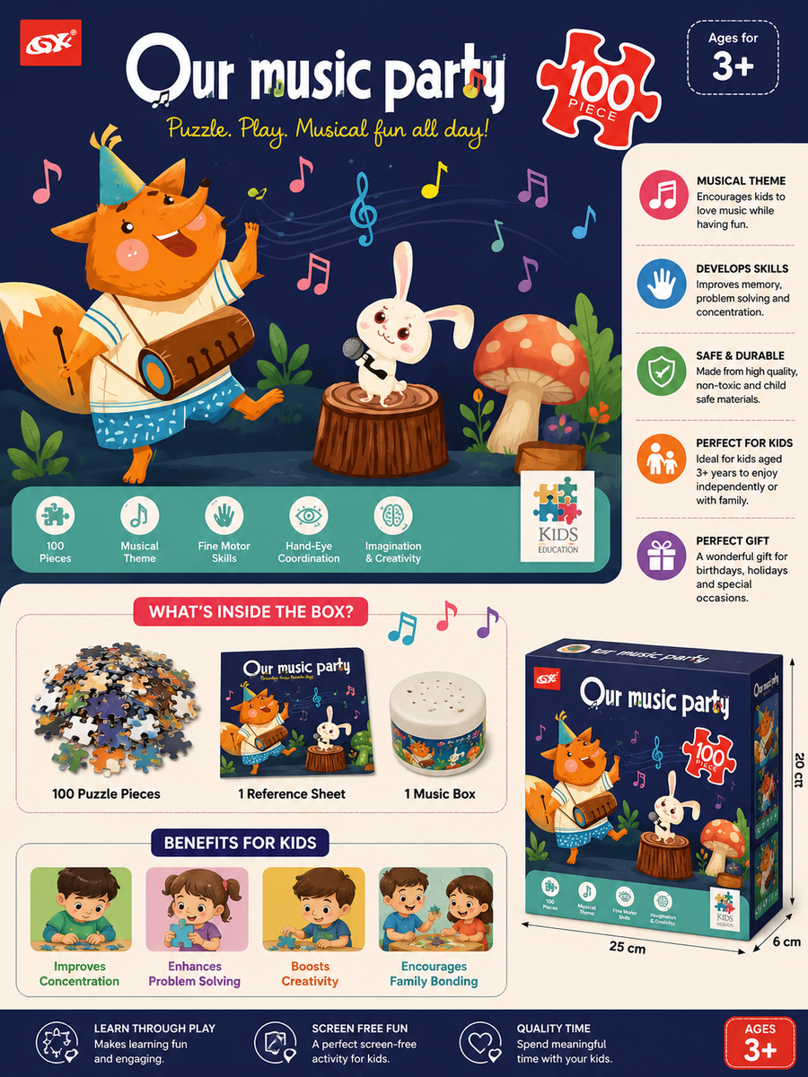 Our Music Party Animal Puzzle (100 Pieces)