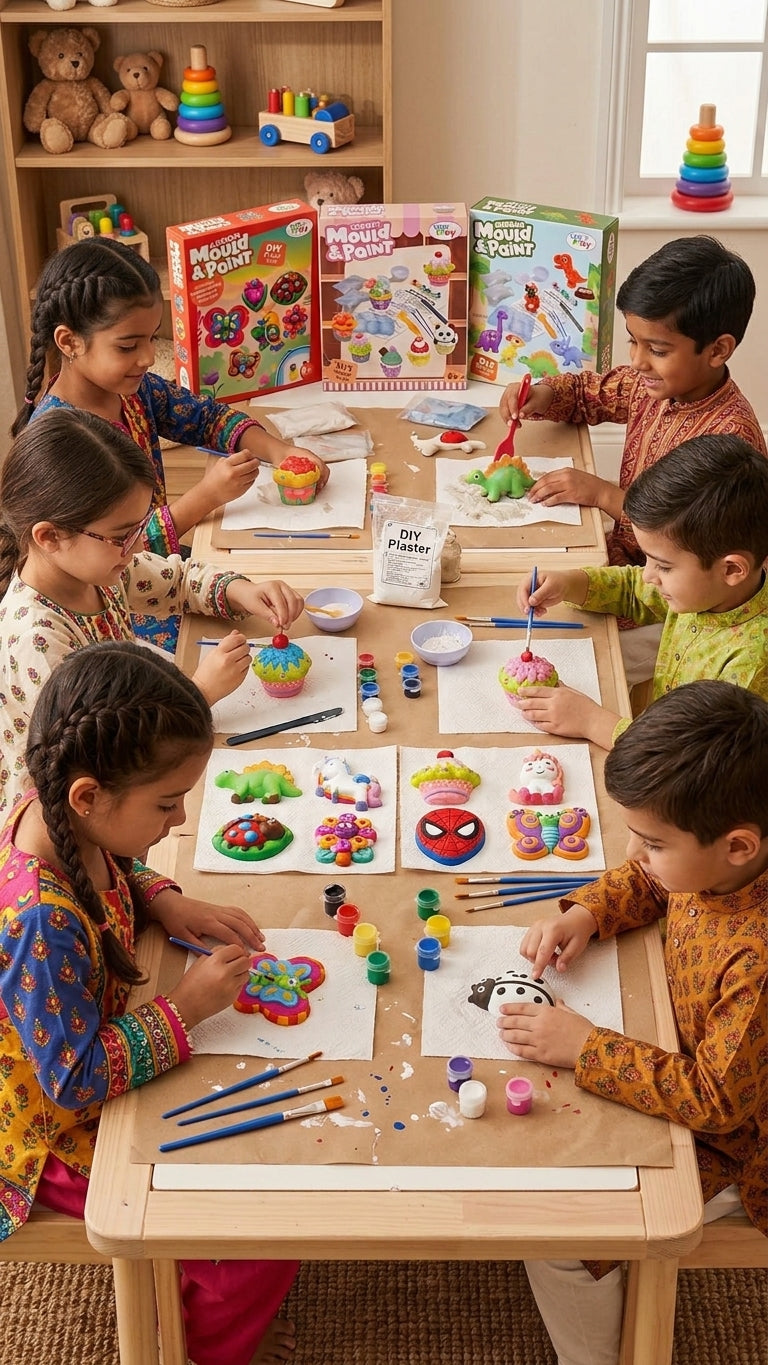 Mould & Paint DIY Plaster Toy Kit for Kids – Dinosaur, Dessert & Superhero Themes